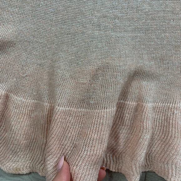 Free People Thin Knit Linen Blush Pink Tunic Sweater Ruffle Hem - Picture 5 of 9